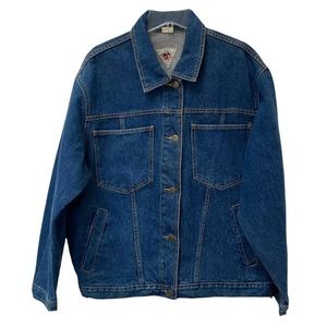 Vintage Tioga Sport Men's Size Large South America Graphic Trucker‎ Denim Jacket